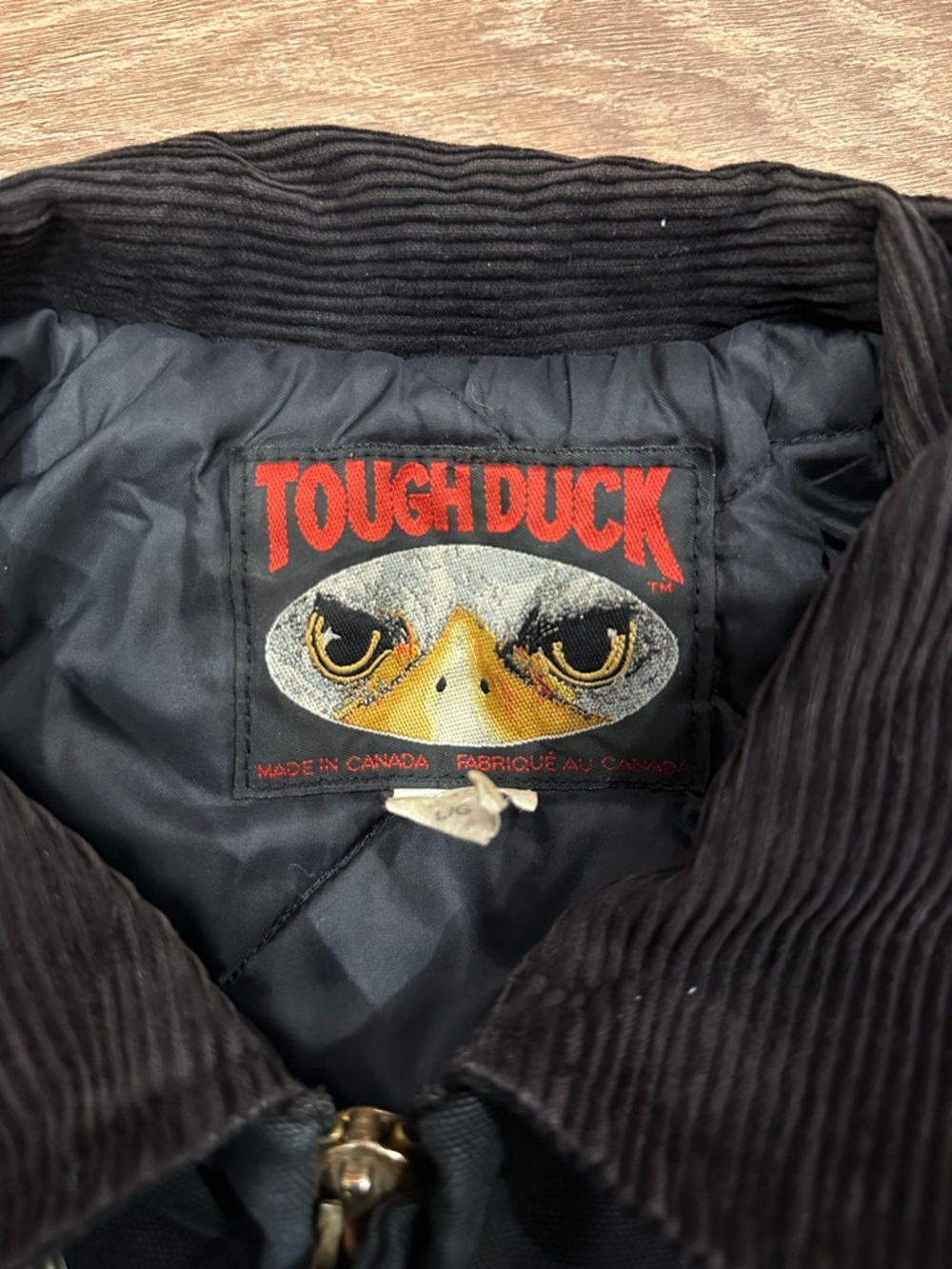 Vintage Tough Duck Men's Black Field Jacket with Brown Corduroy Collar - Picture 8 of 8